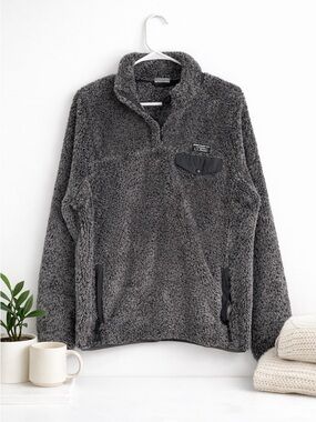 (L) L.L. Bean • Grey Hi Pile Fleece Pullover